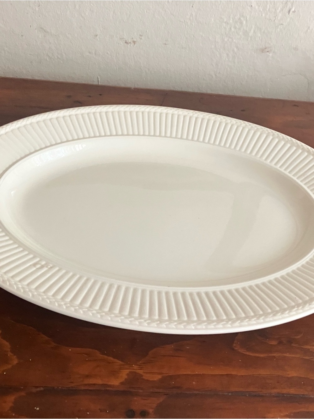 Vintage 1969 Wedgwood Edme Creamware Oval serving platter classic ribbed